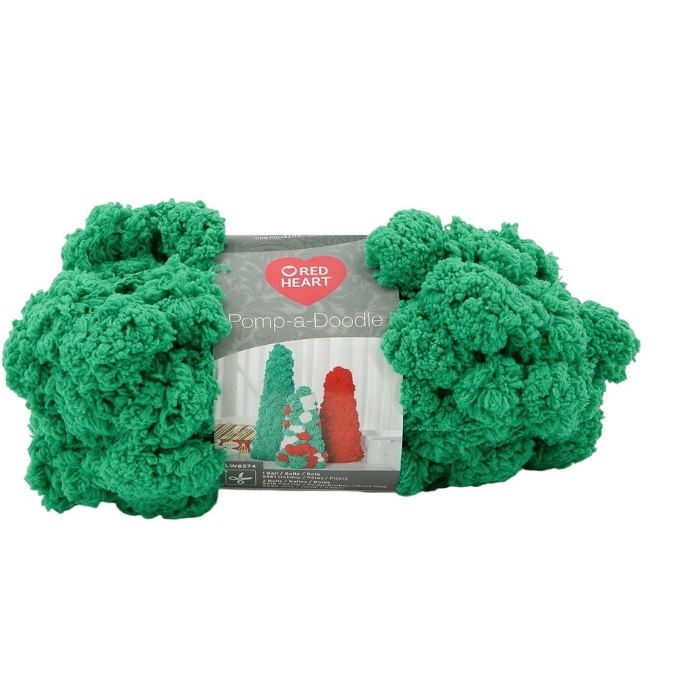 5 Red Heart Pomp-a-Doodle Yarn Jolly Green E875-6030 PomPom Knitting,‎ Crochet